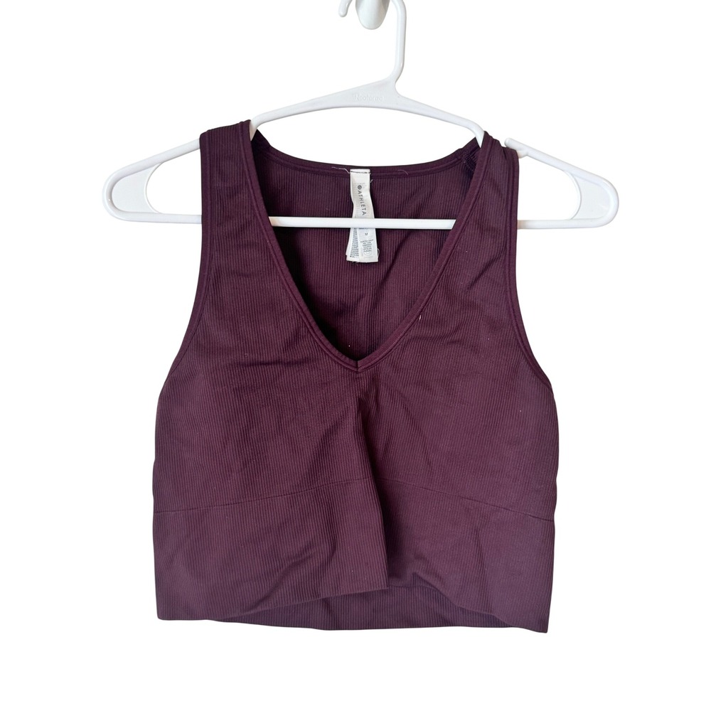 Athleta Aurora Crop Rib Tank Plum Purple V-Neck Seamless Camisole Medium